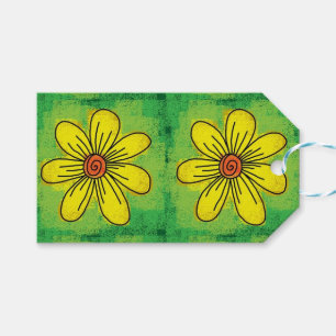 Etiqueta Para Presente Etiqueta de presente floral verde e amarelo