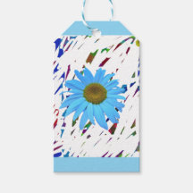 Etiqueta de Presente Gráfica Abstrata Blue Daisy