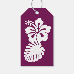 Etiqueta Para Presente Etiqueta de Presente Hibisco Tropical no Vinho