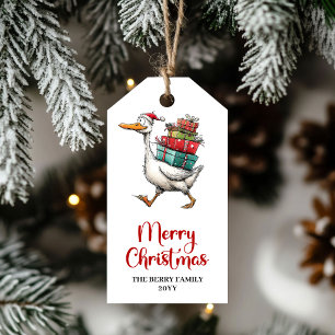 Etiqueta Para Presente Etiqueta de Presente Natal Ganso Divertido Minimal
