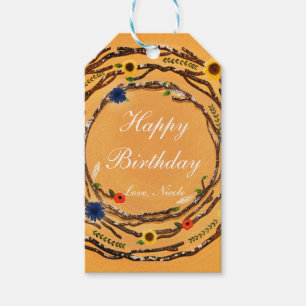 Etiqueta Para Presente Etiqueta de Presente Personalizada Amarela Floral 