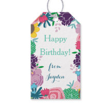 Etiqueta de presente personalizada com foto floral