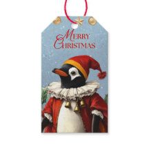 ETIQUETA DE PRESENTE PINGUIM ANTIGO FELIZ NATAL