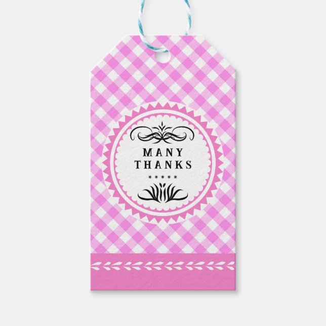 Etiqueta Para Presente Etiqueta de Presente Pinky Pink Gingham (Frente)