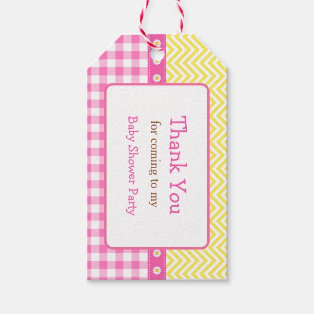 Etiqueta Para Presente Etiqueta de Presente Rosa e Amarelo (Frente)