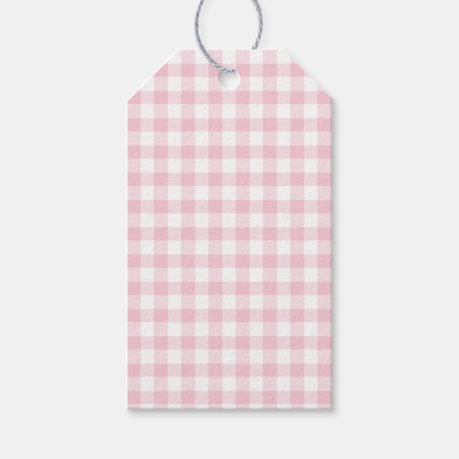 Etiqueta Para Presente Etiqueta de Presente Rosa Gingham Clássica (Frente)