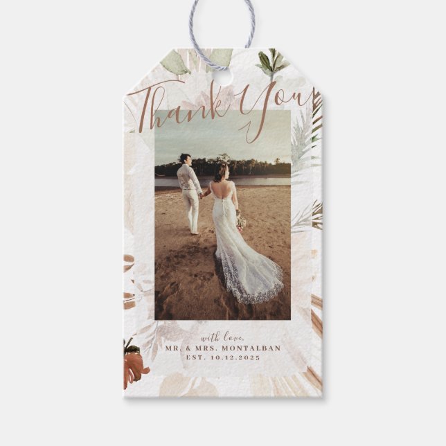 Etiqueta Para Presente Etiqueta de Presente Rustic Boho Pampas Elegante (Frente)