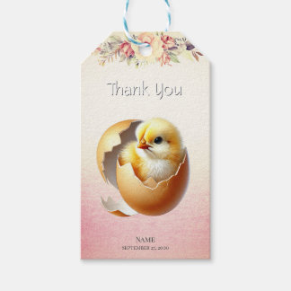 Etiqueta Para Presente Etiqueta Floral de Presente com Pintinho Pequeno