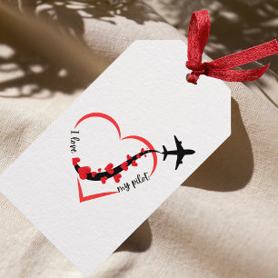 Etiqueta Para Presente Eu amo meu piloto, Coração, Aviação,Aeronave,Avião