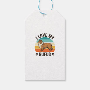 Etiqueta Para Presente Eu Amo Meu Rufus Design de Cachorro Vintage_1