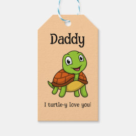 Etiqueta Para Presente Eu Amo Totalmente Você Papai! Tartaruga Fofa do Di