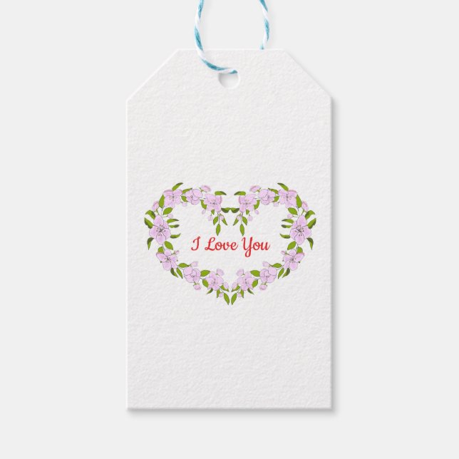 Etiqueta Para Presente Eu amo você Flores fofas (Frente)