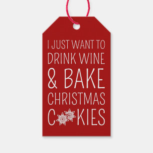 Etiqueta Para Presente Eu Só Quero Beber Vinho E Cookies De Natal De Assa