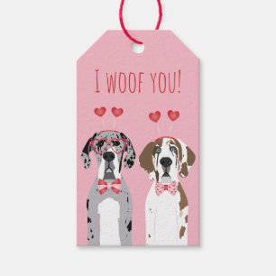 Etiqueta Para Presente Eu Te Dava Um Grande Dane Cães Rosa Vermelho