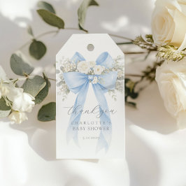 Etiqueta Para Presente Eucalipto Azul Laço Baby Shower Obrigado