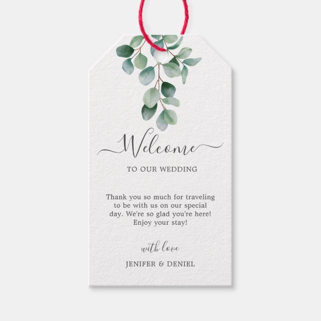 Etiqueta Para Presente Eucalyptus Botanical Greenery Casamento (Frente)