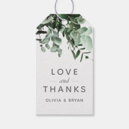 Etiqueta Para Presente Eucalyptus e Greenery Watercolor Amor e Obrigados