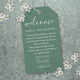 Etiqueta Para Presente Eucalyptus Green Wedding Favor Welcome Basket Bag