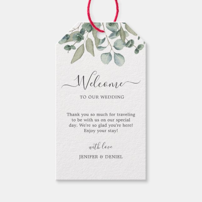 Etiqueta Para Presente Eucalyptus Greenery Wedding (Frente)