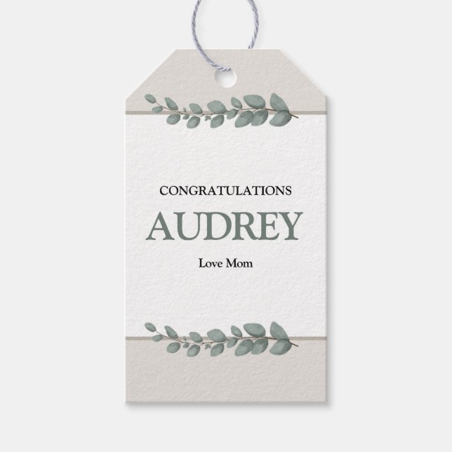 Etiqueta Para Presente Eucalyptus Rustic Floral Baby Shower (Frente)