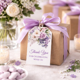 Etiqueta Para Presente Event Guest Elegant Purple Floral Thank You