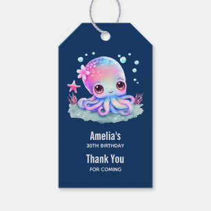 Etiqueta Para Presente Evento de Criatura do Mar de Octopus, Cute Obrigad