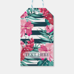 Etiqueta Para Presente Exótico Summer Floral personalizado listrado