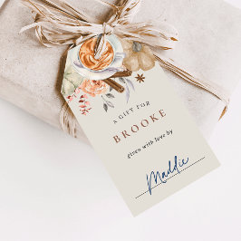 Etiqueta Para Presente Exposição de Chá de Bebê do Outono com Temática de