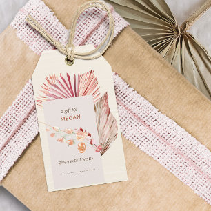 Etiqueta Para Presente Exposição de folhas de leque secas Boho Palm no ch