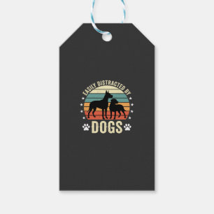 Etiqueta Para Presente Facilmente Distraída por Cães Vintage Retro Pôr do