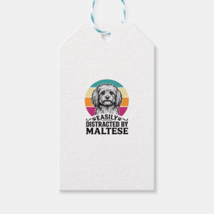 Etiqueta Para Presente Facilmente Distraído Pelo Design de Cachorro Vinta