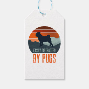 Etiqueta Para Presente Facilmente Distraído Por Cachorros De Pugs Andando