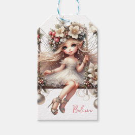 Etiqueta Para Presente Fada de Natal Branca
