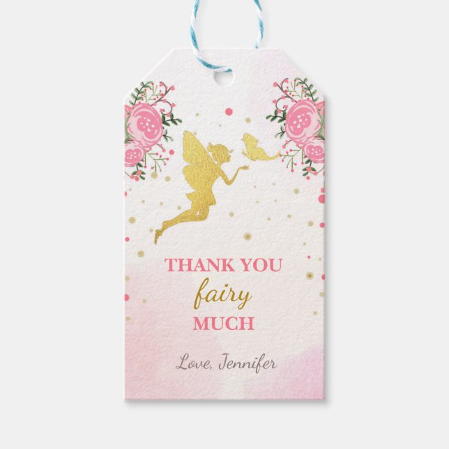 Etiqueta Para Presente Fada obrigado você marca Butterfly Magia Birthday (Frente)