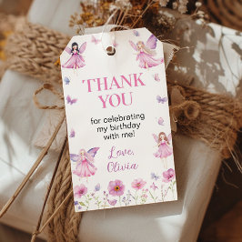 Etiqueta Para Presente Fada Pastel Floral Aniversário Obrigado