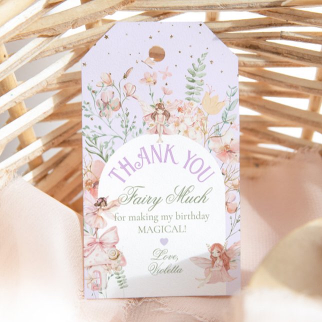 Etiqueta Para Presente Fairy First Birthday Enchanted garden Whimsical (Criador carregado)