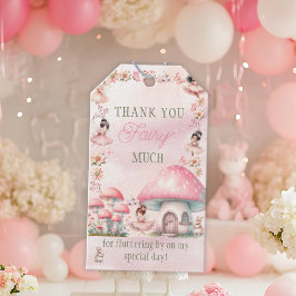 Etiqueta Para Presente Fairy Mushroom House Pink Birthday