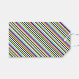 Etiqueta Para Presente Faixa Diagonal Colorida Moderna, Padrão