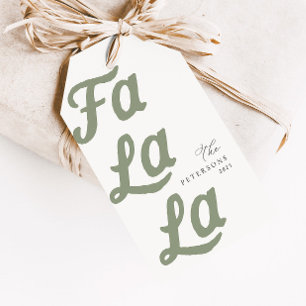 Etiqueta Para Presente Falala Modern Retro Sage Xadrez Verde Natal