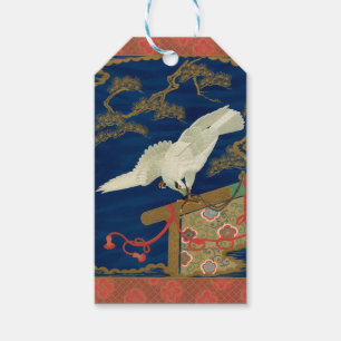 Etiqueta Para Presente Falcão Branco Japonês Vintage Arte G.A. Audsley