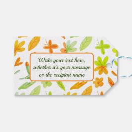 Etiqueta Para Presente Fall Autumn Wreath in Green Orange Gift Favor Tags