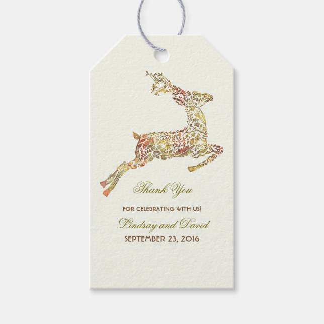 Etiqueta Para Presente Fall Deer Wedding Obrigado (Frente)