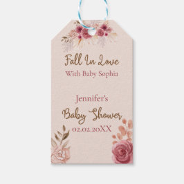 Etiqueta Para Presente Fall In Love Rustic Pink Floral Baby Shower 