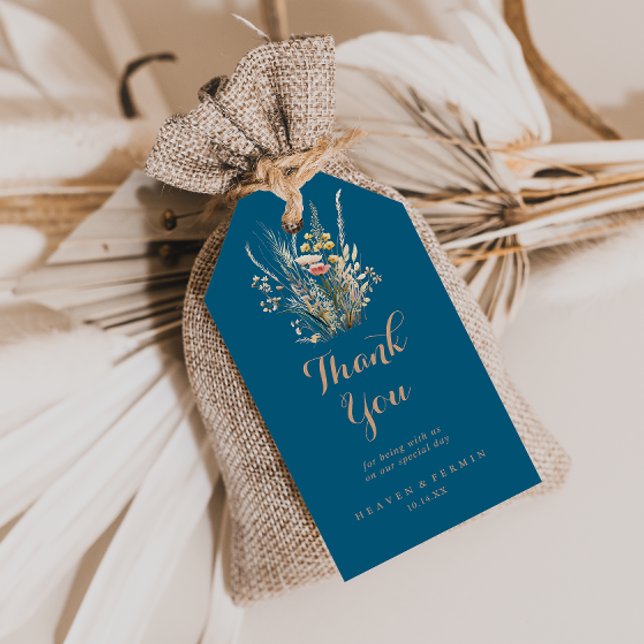 Etiqueta Para Presente Fall Meadow Wild Floral Weding Obrigado (Criador carregado)