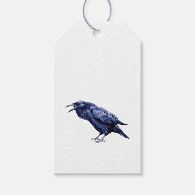 Etiqueta Para Presente Fall Primitivo Spooky Halloween Raven Crow outono (Frente)