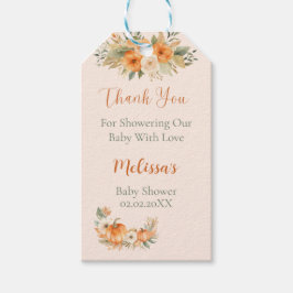 Etiqueta Para Presente Fall Rustic Orange Pumpkin Baby Shower