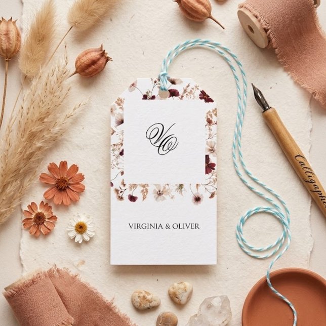 Etiqueta Para Presente Fall Wildflowers Floral Wedding  (Criador carregado)