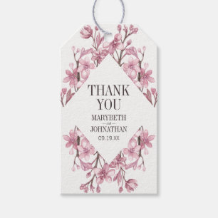 Etiqueta Para Presente Fama Floral De Cereja Rosa, Obrigado Casamento