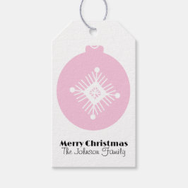 Etiqueta Para Presente Família de Ornamento Rosa Floco de Neve Bonito de