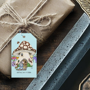 Etiqueta Para Presente Fantasia Caprichosa Casa de Cogumelo do Rato Flora